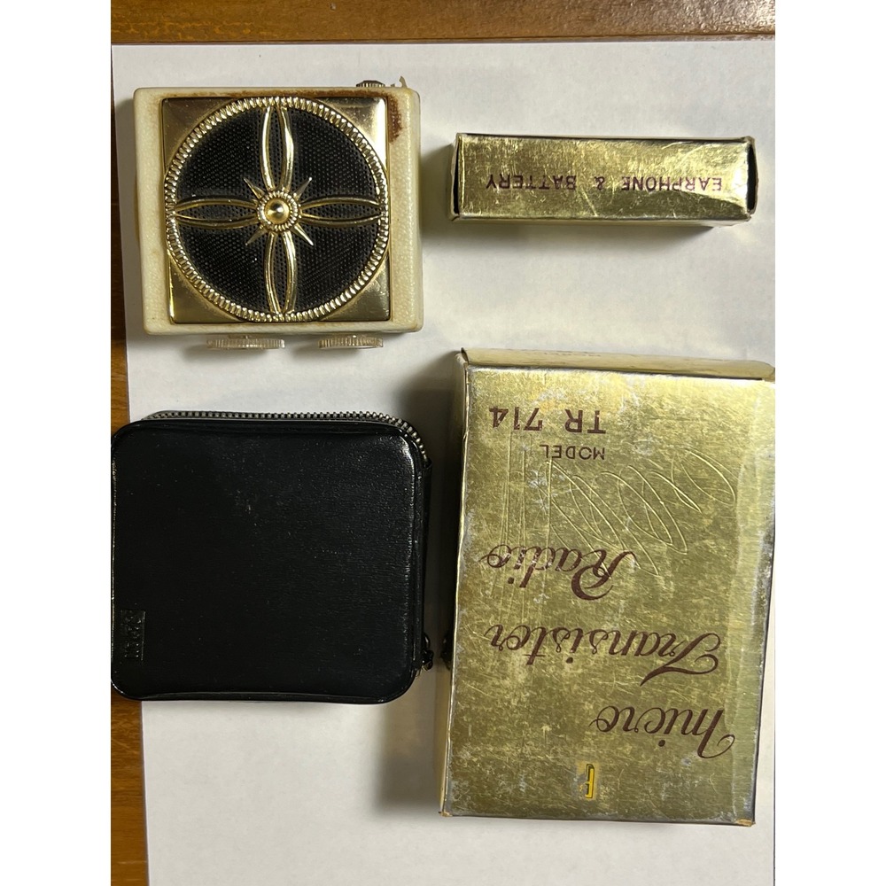 Vintage Orion TR-714 Seven Transistor Micro Radio Japan Gold Starburst with Box